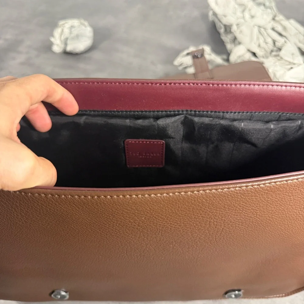 Ted Baker Irvine Messenger Bag Mens OS Brown Faux Leather Satchel Laptop Travel